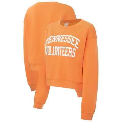 Women's ZooZatz Oatmeal Tennessee Volunteers Core Chenille Cropped Pullover Sweatshirt
