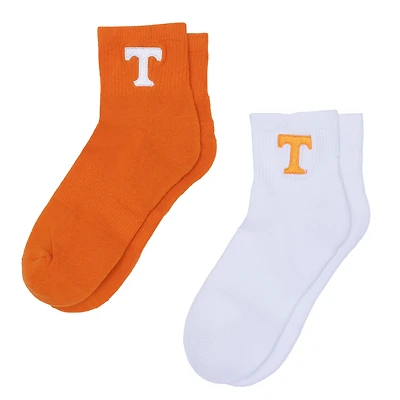 Lot de deux paires de chaussettes mi-longues ZooZatz blanches/orange Tennessee Volunteers pour femmes