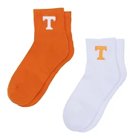 Lot de deux paires de chaussettes mi-longues ZooZatz blanches/orange Tennessee Volunteers pour femmes