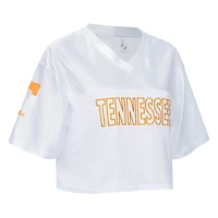 Women's ZooZatz White Tennessee Volunteers Mesh Cropped V-Neck T-Shirt