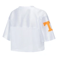 Women's ZooZatz White Tennessee Volunteers Mesh Cropped V-Neck T-Shirt