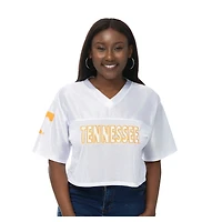 Women's ZooZatz White Tennessee Volunteers Mesh Cropped V-Neck T-Shirt