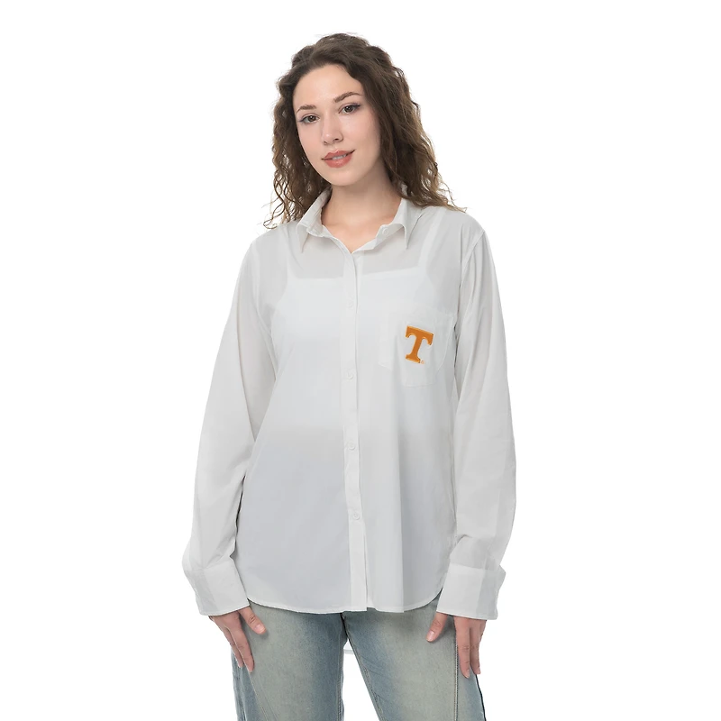 Women's ZooZatz White Tennessee Volunteers Stretch Woven Button-Up Shirt