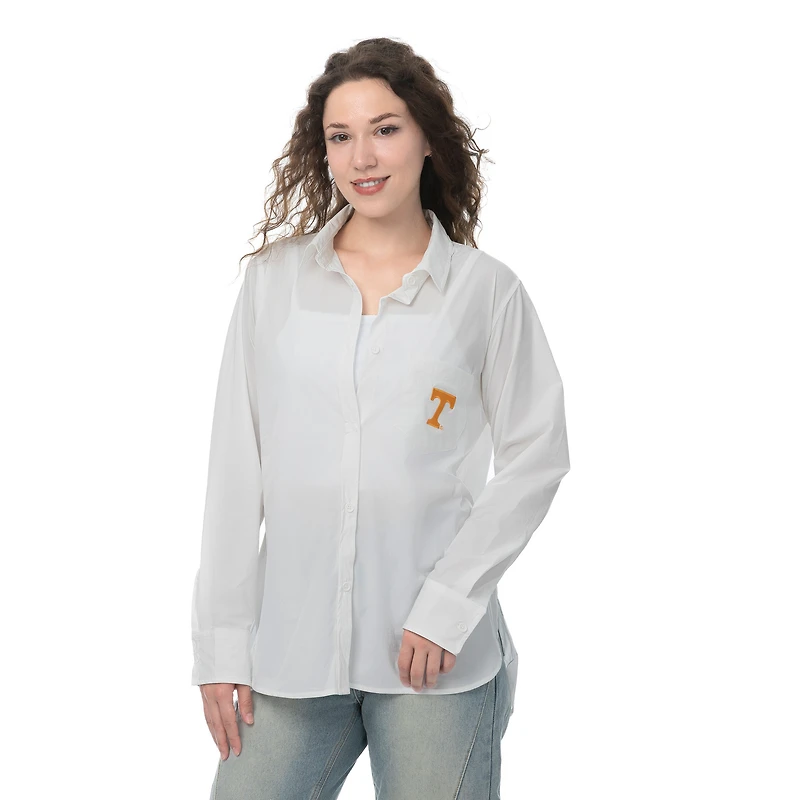 Women's ZooZatz White Tennessee Volunteers Stretch Woven Button-Up Shirt