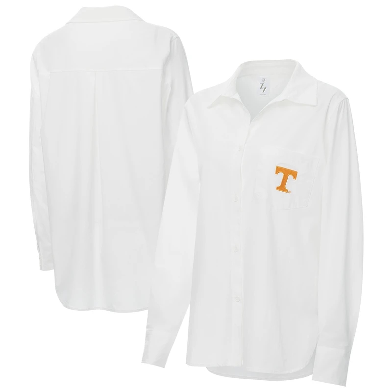 Women's ZooZatz White Tennessee Volunteers Stretch Woven Button-Up Shirt