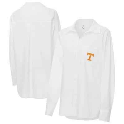 Women's ZooZatz White Tennessee Volunteers Stretch Woven Button-Up Shirt