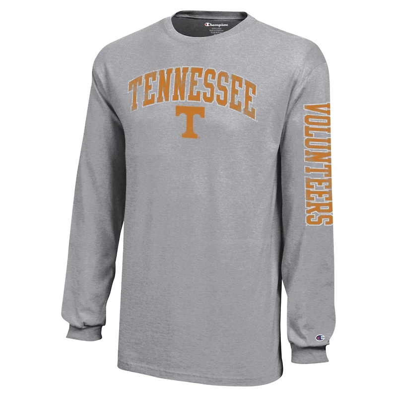 Youth Champion Gray Tennessee Volunteers Distressed Arch Over Logo Long Sleeve T-Shirt