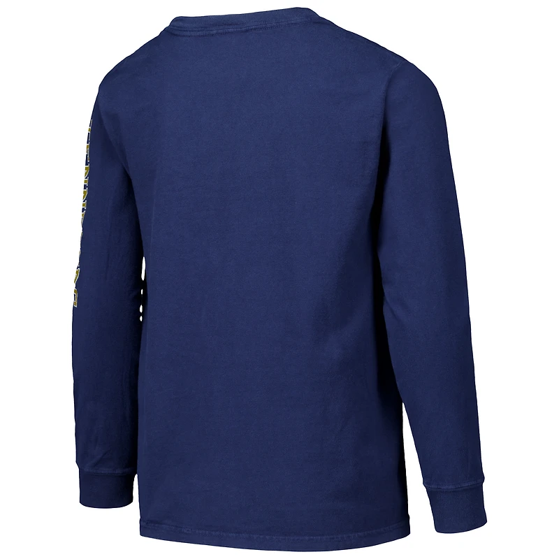 T-shirt à manches longues pour jeunes ComfortWash, mascotte des volontaires du Tennessee, voiture de course, bleu marine