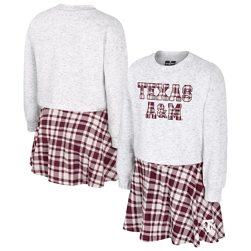 Ensemble jupe et haut à carreaux Marceline gris Texas A&M Aggies pour jeunes filles Colosseum