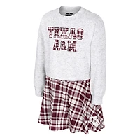Girls Youth Colosseum Gray Texas A&M Aggies Marceline Plaid Skirt and Top Set