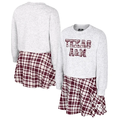 Ensemble jupe et haut à carreaux Marceline gris Texas A&M Aggies pour jeunes filles Colosseum