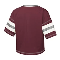 T-shirt à col en V marron pour jeunes filles des Texas A&M Aggies Grid Iron