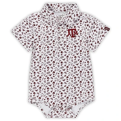 Body polo de performance à imprimé intégral Tom des Texas A&M Aggies pour bébé, couleur marron