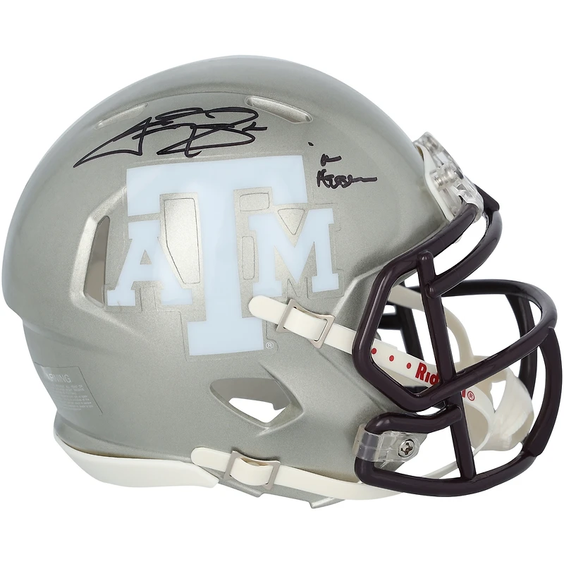Casque Riddell Flash Speed Mini autographié par Johnny Manziel, Texas A&M Aggies, avec inscription « 12 Heisman » - Inscription imparfaite