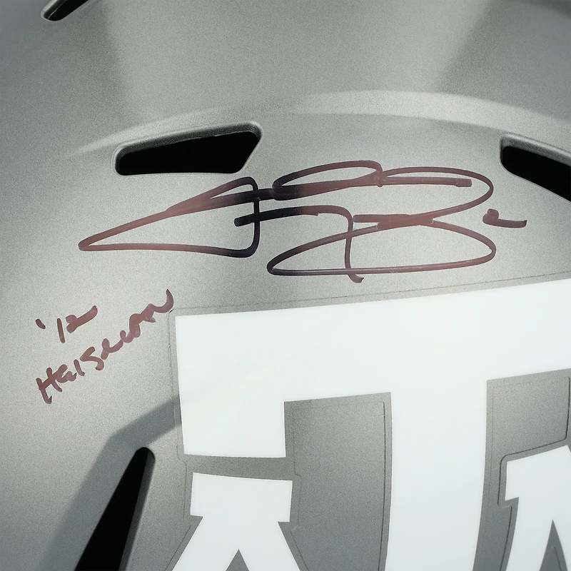 Réplique du casque Riddell Flash Speed autographié par Johnny Manziel des Texas A&M Aggies avec inscription « 12 Heisman »