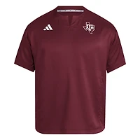 Pull à col cranté Adizero pour homme, couleur marron, des Texas A&M Aggies Dugout Coaches