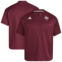 Pull à col cranté Adizero pour homme, couleur marron, des Texas A&M Aggies Dugout Coaches
