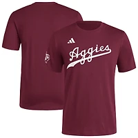T-shirt adidas pour homme avec logo Fresh Wordmark Texas A&M Aggies marron