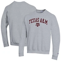 Men's Champion  Heather Gray Texas A&M Aggies Arch Over Logo Pullover Sweatshirt