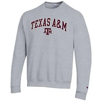 Men's Champion  Heather Gray Texas A&M Aggies Arch Over Logo Pullover Sweatshirt