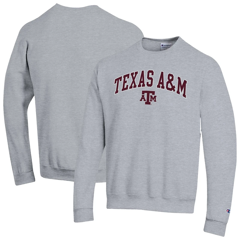 Men's Champion Heather Gray Texas A&M Aggies Arch Over Logo Pullover Sweatshirt