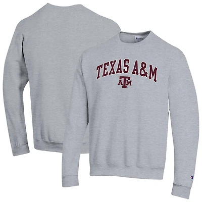 Men's Champion Heather Gray Texas A&M Aggies Arch Over Logo Pullover Sweatshirt