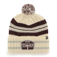Men's '47 Natural Texas A&M Aggies Hone Patch Cuffed Knit Hat with Pom