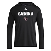 Men's adidas Black Texas A&M Aggies 2025 AEROREADY Sideline Training Long Sleeve Hooded T-Shirt