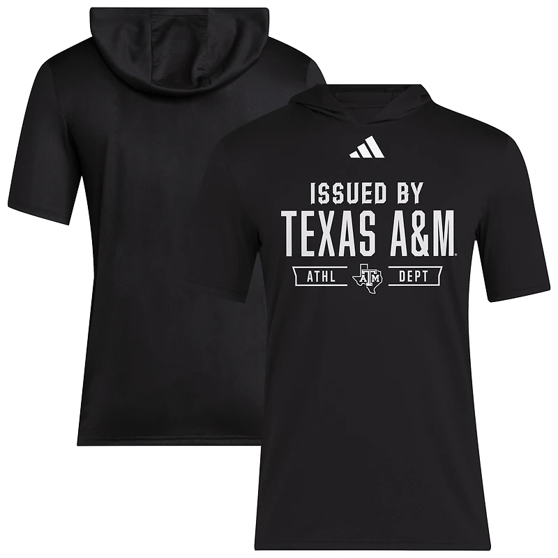 Men's adidas Black Texas A&M Aggies 2025 AREOREADY Sideline Training Hooded T-Shirt