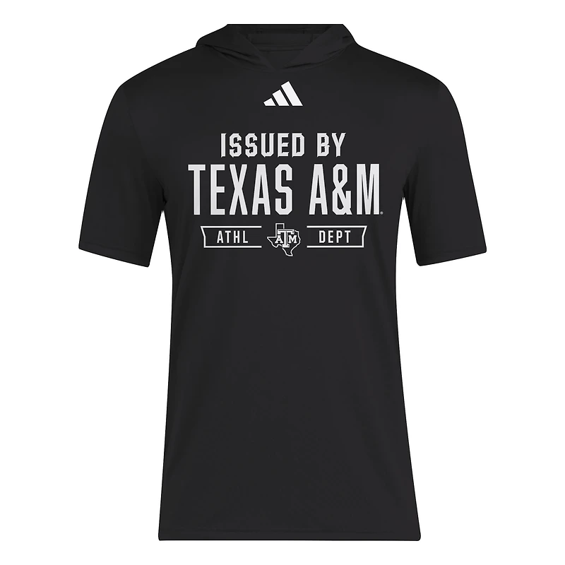 Men's adidas Black Texas A&M Aggies 2025 AREOREADY Sideline Training Hooded T-Shirt