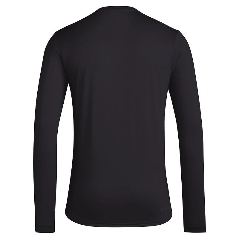 T-shirt à manches longues pour hommes adidas Texas A&M Aggies Locker Football Pre-Game AEROREADY noir