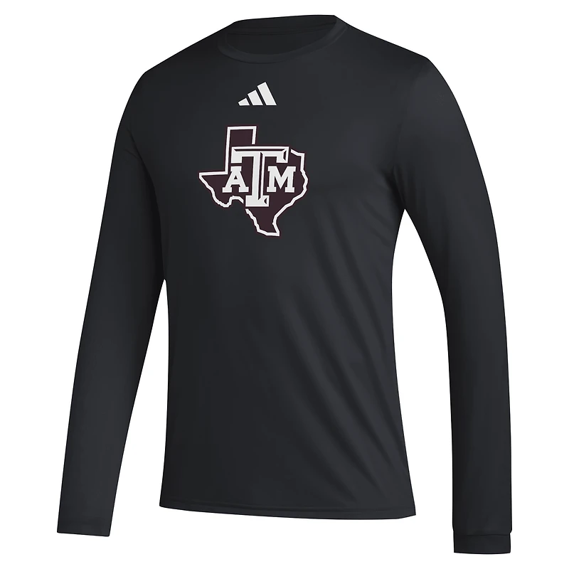 Men's adidas Black Texas A&M Aggies Primary Locker Logo Pre-Game Long Sleeve T-Shirt