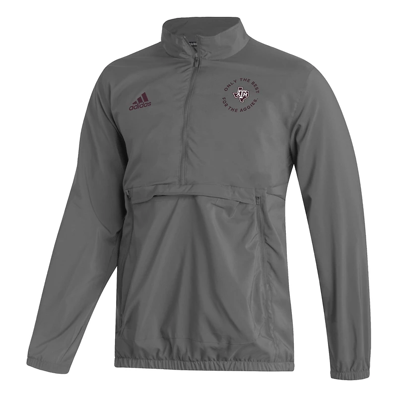 Veste à demi-zip adidas Texas A&M Aggies AEROREADY pour hommes, grise