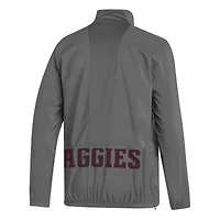 Veste à demi-zip adidas Texas A&M Aggies AEROREADY pour hommes, grise