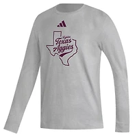 T-shirt à manches longues adidas gris Texas A&M Aggies Fightin' pour homme