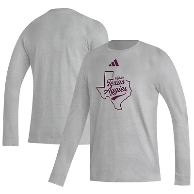 T-shirt à manches longues adidas gris Texas A&M Aggies Fightin' pour homme