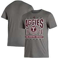 T-shirt adidas Heather Charcoal pour homme, Texas A&M Aggies, 13e championnat national NCAA par équipe, Reminisce Tri-Blend