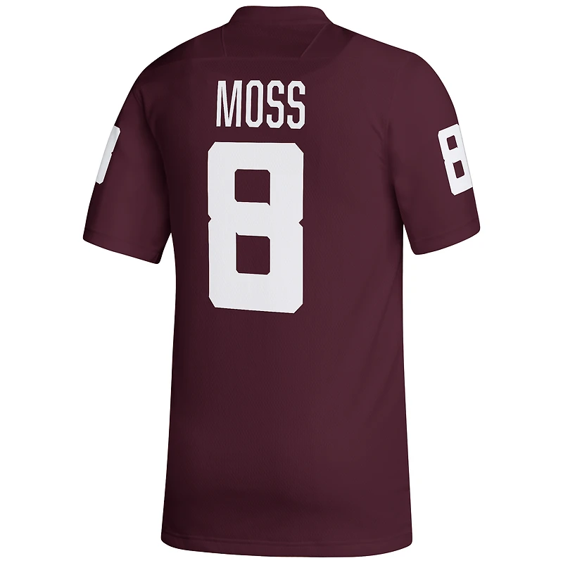 Maillot de footballeur adidas Le'Veon Moss Maroon Texas A&M Aggies NIL pour homme