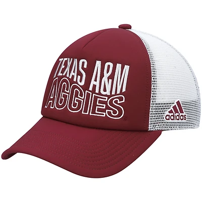 Casquette adidas Texas A&M Aggies Wave Foam Snapback pour homme, bordeaux/blancs
