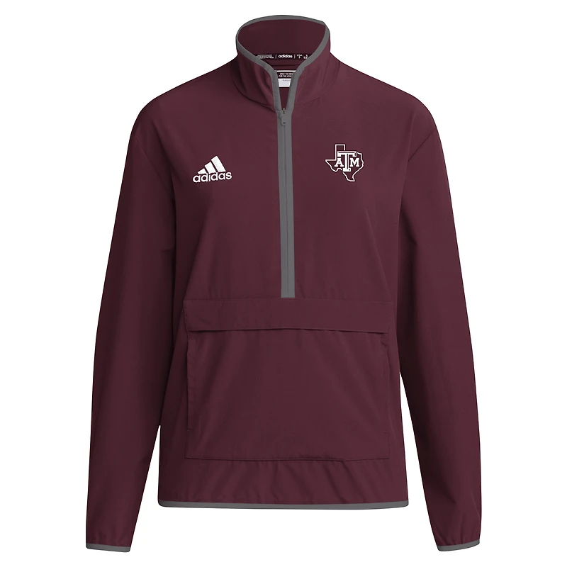 Men's adidas Maroon Texas A&M Aggies 2024 Coaches Sideline Half-Zip Jacket