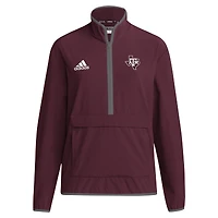 Men's adidas Maroon Texas A&M Aggies 2024 Coaches Sideline Half-Zip Jacket