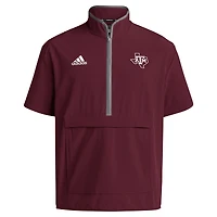 Men's adidas Maroon Texas A&M Aggies 2024 Coaches Sideline Half-Zip Short Sleeve Jacket