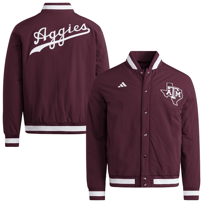 Veste d'entraîneur adidas bordeaux Texas A&M Aggies pour homme
