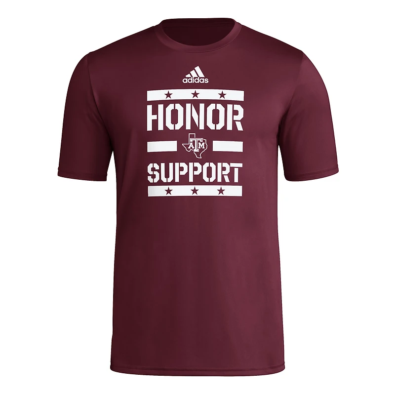 Men's adidas Maroon Texas A&M Aggies Honor & Support Pre-Game T-Shirt