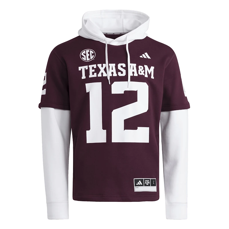 Men's adidas  Maroon Texas A&M Aggies Jersey Pullover Hoodie