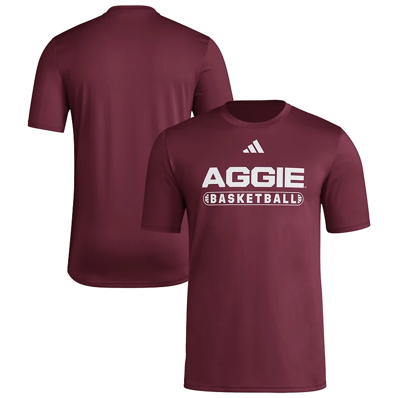 T-shirt de basket-ball adidas bordeaux Texas A&M Aggies Locker On-Court Pre-Game pour homme