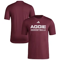T-shirt de basket-ball adidas bordeaux Texas A&M Aggies Locker On-Court Pre-Game pour homme