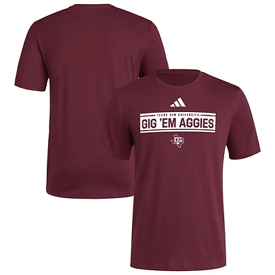 T-shirt d'avant-match adidas bordeaux Texas A&M Aggies pour homme