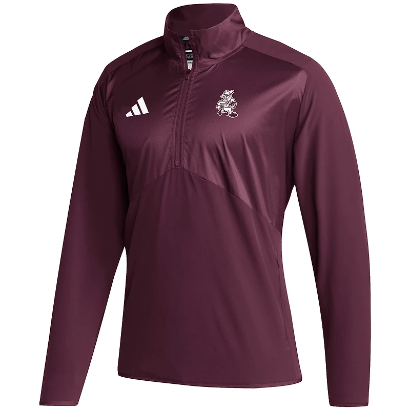 Men's adidas  Maroon Texas A&M Aggies Ol' Sarge Sideline Woven Quarter-Zip Pullover Top