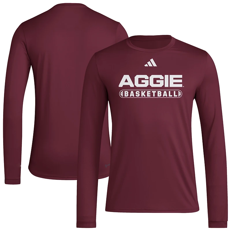 T-shirt à manches longues d'avant-match adidas marron Texas A&M Aggies pour homme